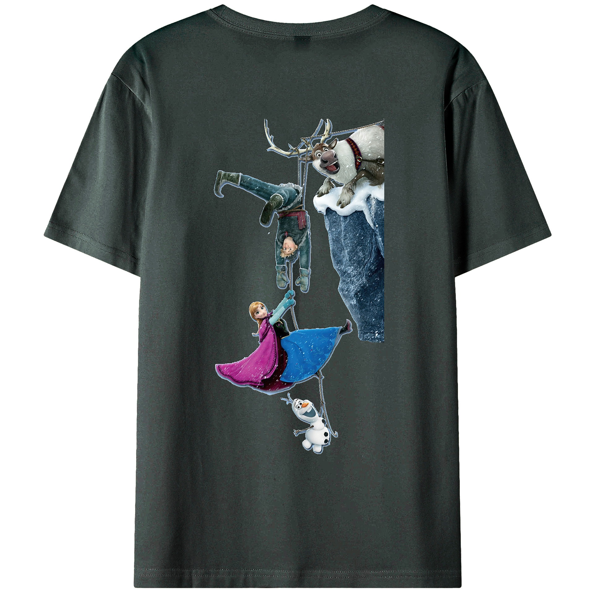 （画像用） アナと雪の女王 アンナ エルサ Frozen Anna Elsa 綿100％ メンズ半袖Tシャツ（バックプリント） 通気性
